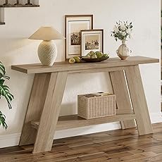 63 Inches Long Console Table for Entryway, Farmhouse Console Table for Living Room, 2-Tier Large Sofa Table with Storage, Wooden Entryway Entry Table for Entrance, Hallway