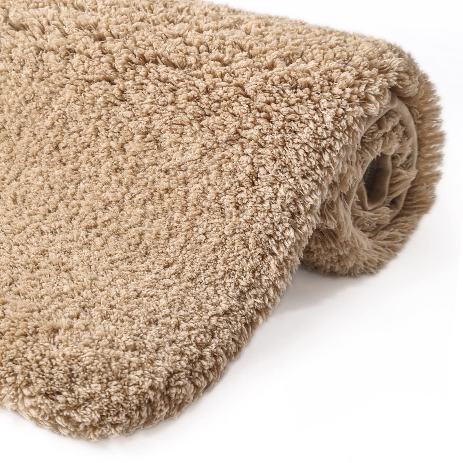 DEXI Bathroom Rug Mat, Extra Soft and Absorbent Bath Rugs, Machine Wash, Non-Slip Carpet Mat for Bathroom Floor, Tub, Shower Room (43"x24", Beige)