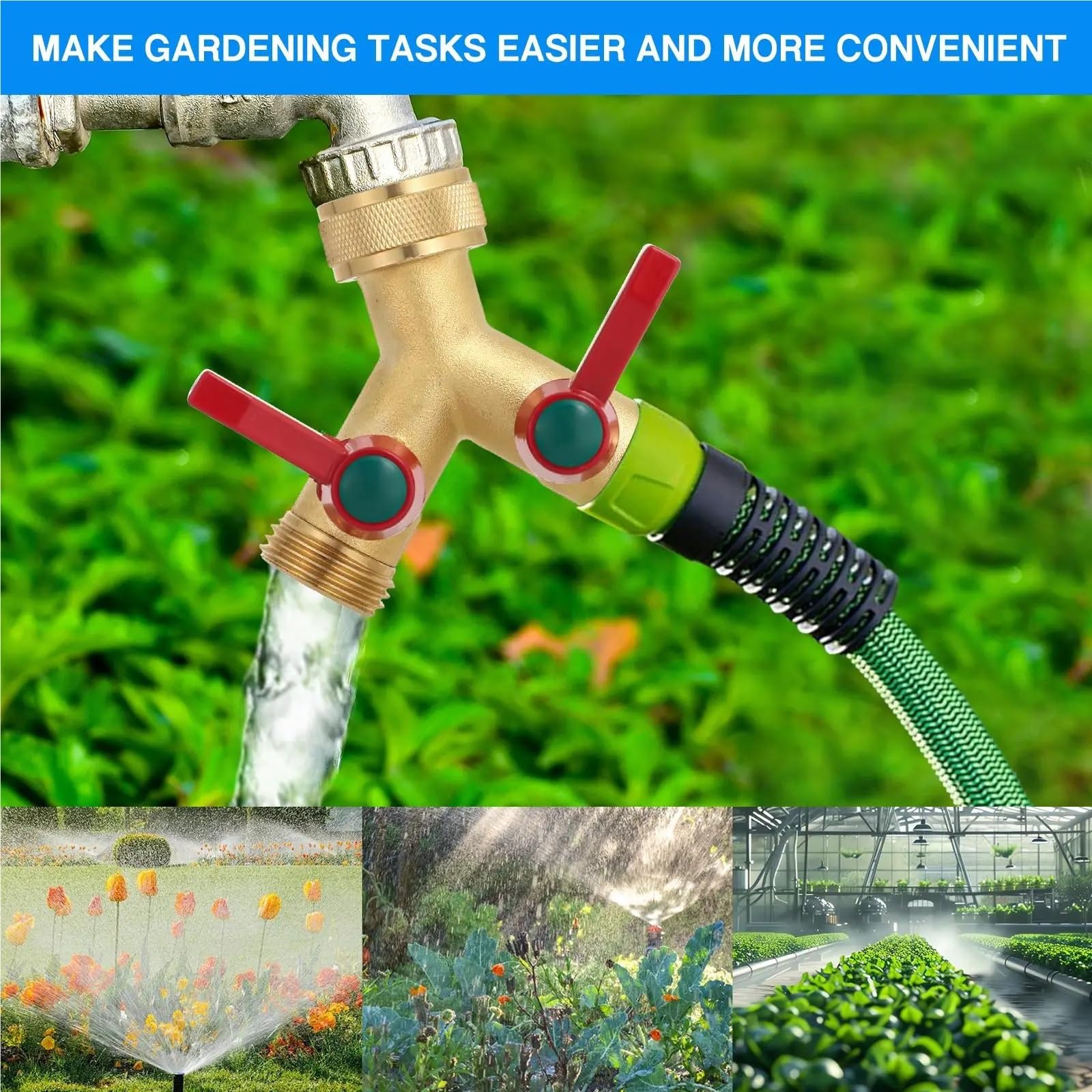 Splitter a Y in Ottone in Acciaio Inossidabile 304 | Tubo da giardino dorato sdoppiatore a Y da 3/4 pollici a 3 vie(Splitter-3)