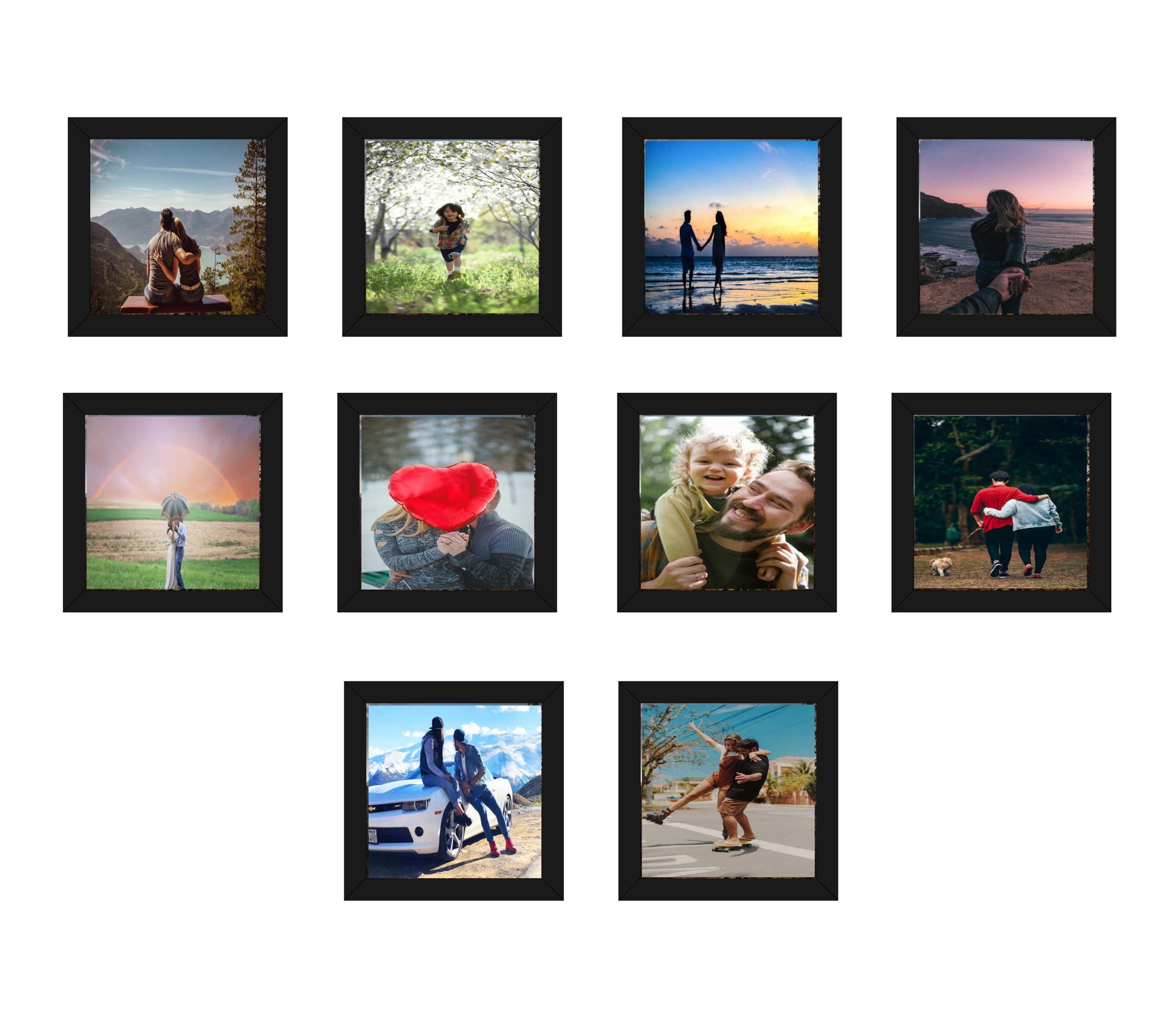 HK PRINTS Photo Frame for Home Office School Decoration 10 Frame Combo Collage for Wall Hanging (8x8 Inch, Synthetic Wood, Plexiglass) F-1