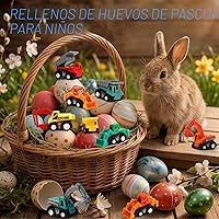 Vista 3 de Juego de vehículos de construcción que se empujan para atrás, de plástico, de 9 piezas, excavadora y camión de residuos, para niños preescolares