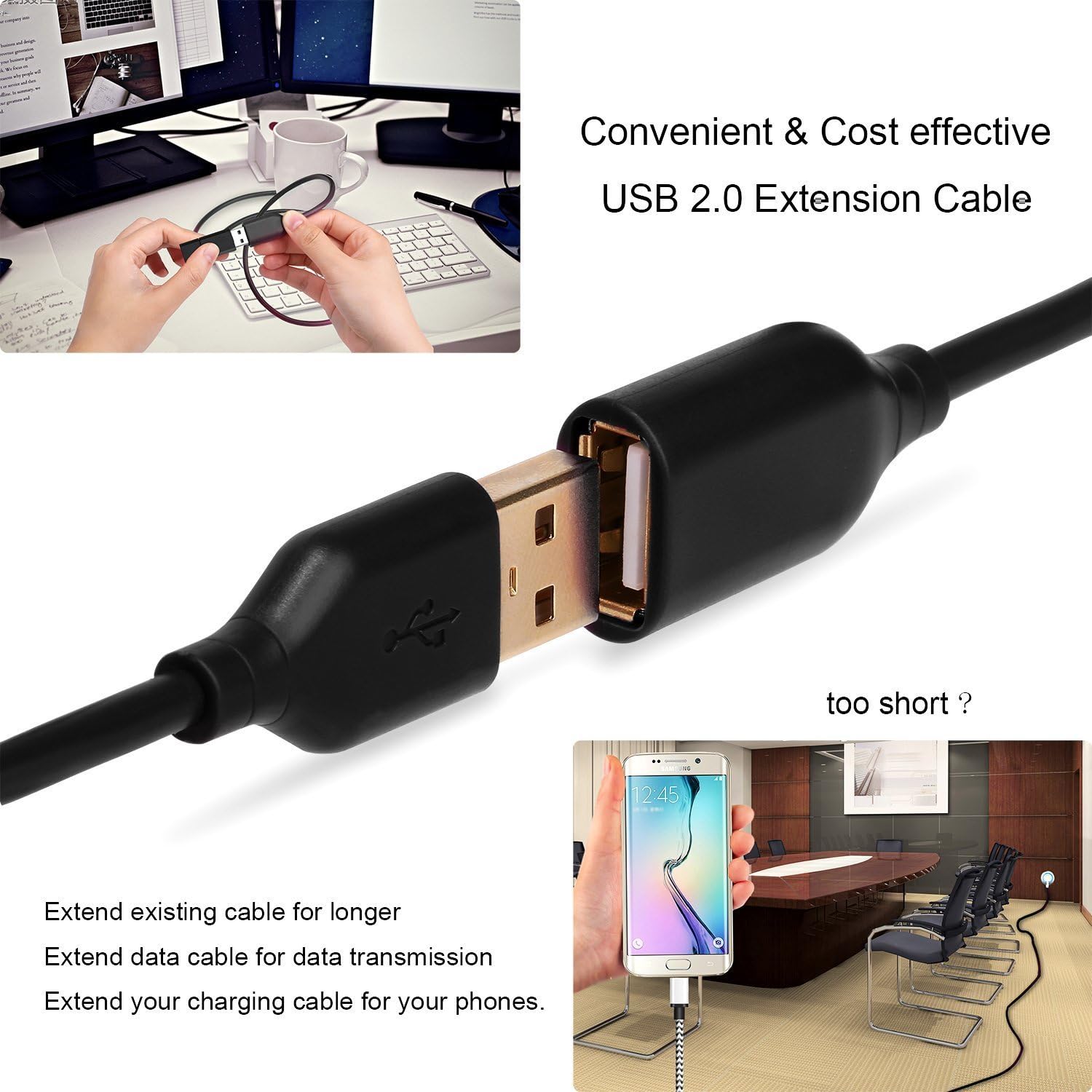 Buу 1 gеt 1 Besgoods 4-Pack - Durable 6ft/2m USB 2.0 Extension Cable A Male to A Female Cable Extender Cord for Keyboard, Mouse, Printer - Black Buу 1 gеt 1 Besgoods 4-Pack - Durable 6ft/2m USB 2.0 Extension Cable A Male to A Female Cable Extender Cord for Keyboard, Mouse, Printer - Black