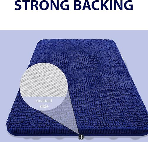 Miniatura 3 de Alfombras de baño de felpilla extra suaves y absorbentes, de 24 x 16 pulgadas, parte trasera de goma de secado rápido, lavables a máquina, para