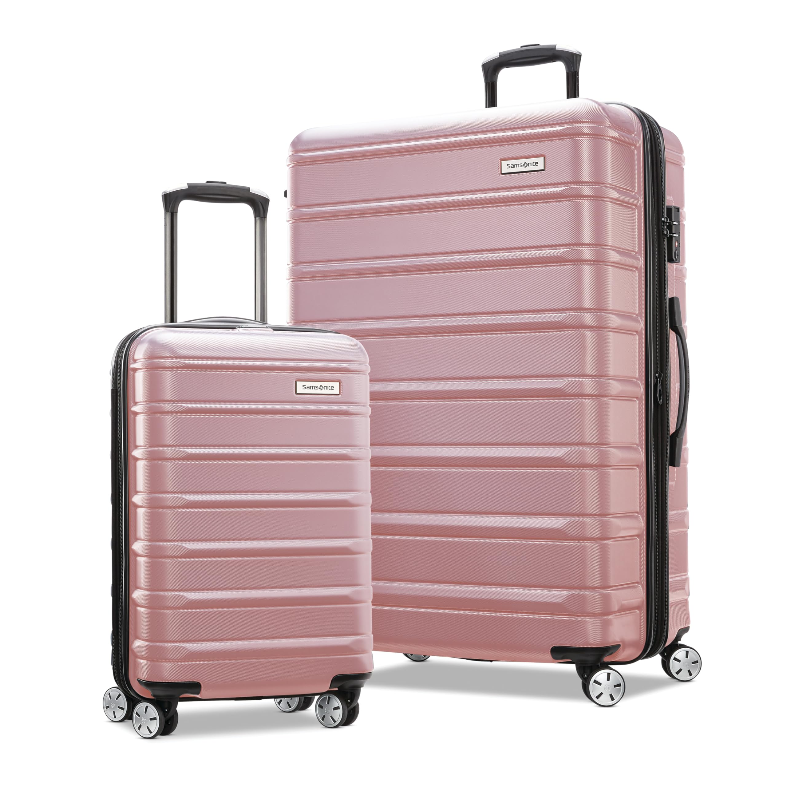 Samsonite Omni 2 Hardside 2 Piece Set - Includes Global Carry-On & Large Checked Suitcases - 360° Dual Spinner Wheels - Integrated TSA Lock & Expansion - Amazon Exclusive - Rose Gold