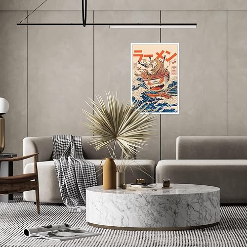 Miniatura 4 de Trendy The Great Ramen Off Kanagawa - Arte de pared divertido Japón comida bebida pósteres de lienzo asiático fideos sopa olas impresiones