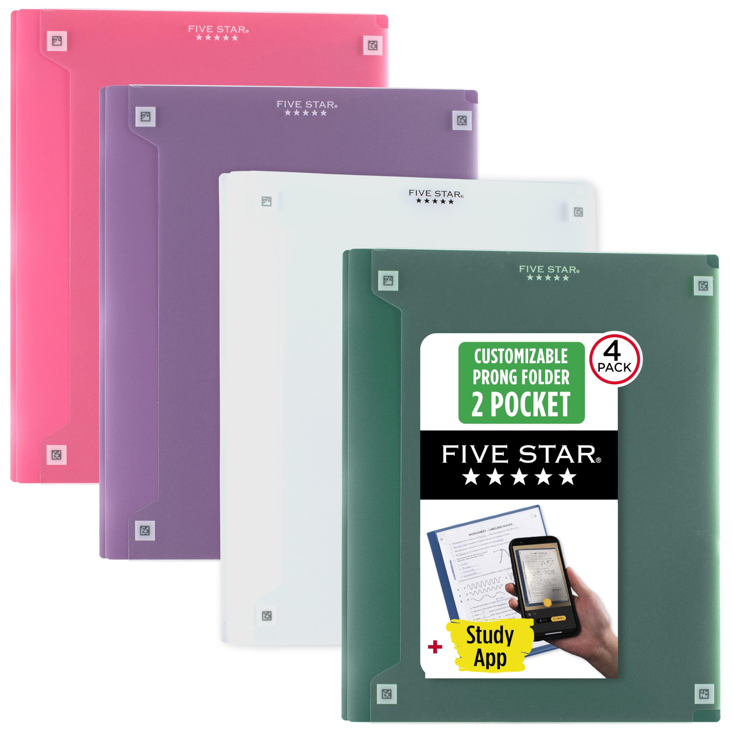 Amazon.com : Five Star 2-Pocket Folder + Study App, 4 Pack