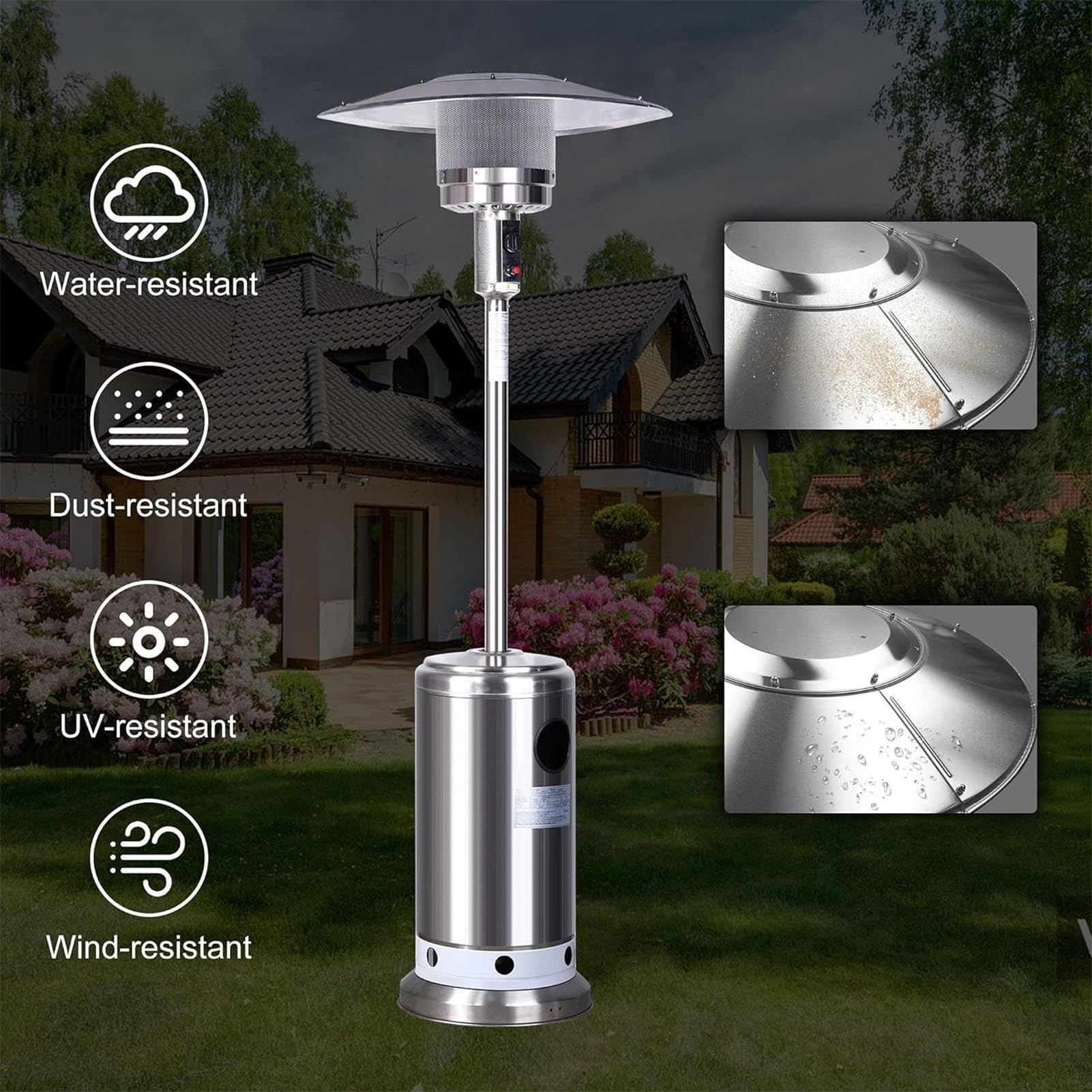 Cupola di ricambio per riscaldamento da terrazzo, hardware di ricambio per riscaldamento esterno da 33 pollici, con 3 fori preforati, deflettore di calore per braciere, riscaldamento rapido | riscaldamento esterno da 33 pollici, con 3 fori preforati, defl