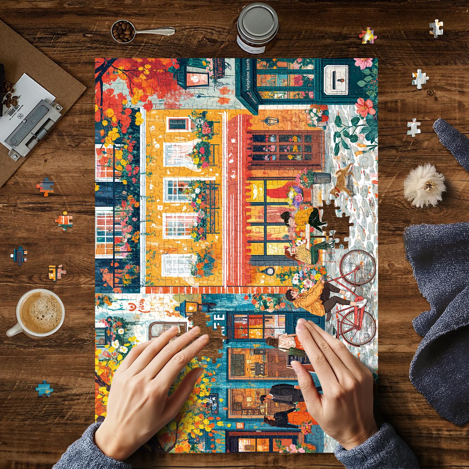 HUADADA 500 Piece Jigsaw Puzzles for Adults Puzzle game 500 piece difficult jigsaw puzzles for adults Family Decoration Puzzle-Romantic Street(No partitioned areas on the back) - Image 4