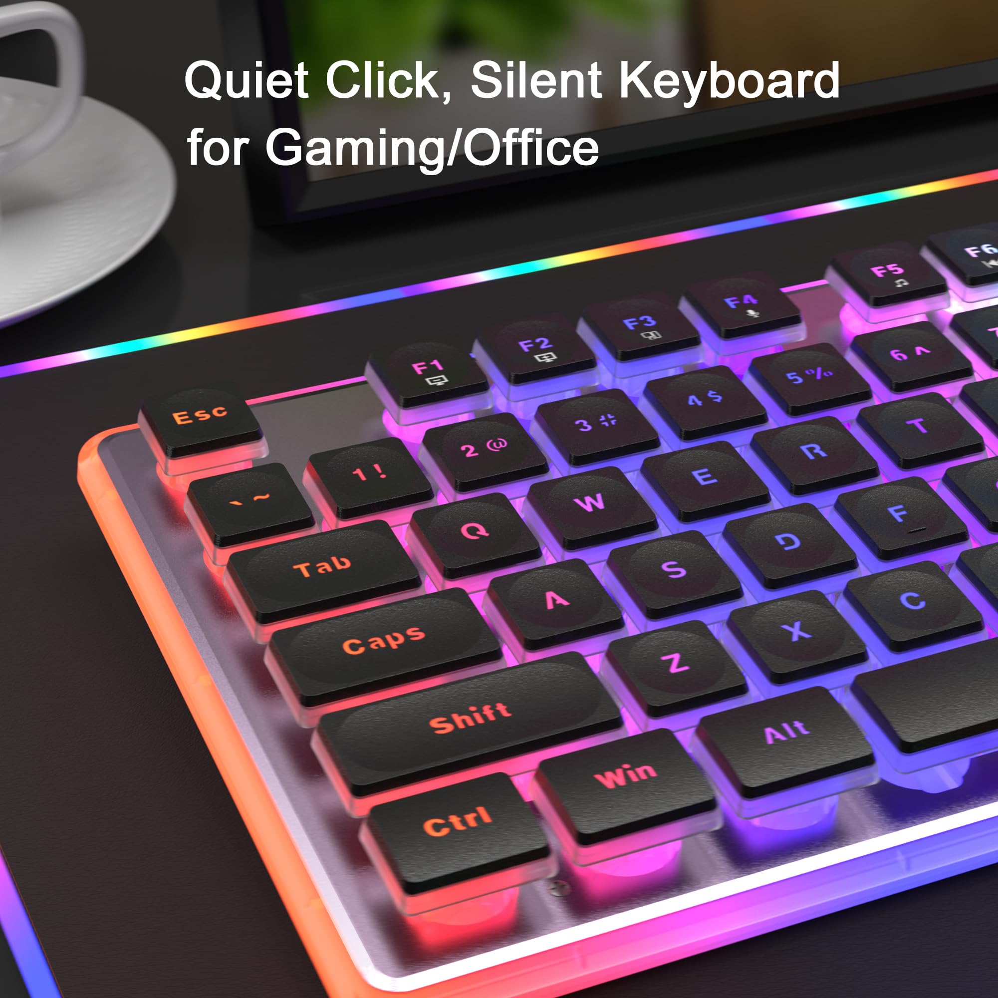 MageGee GK970 - Tastiera da gioco e mouse, tastiera retroilluminata cablata e mouse da gioco nero, tastiere per PC e mouse con sensibilità regolabile, per laptop/Mac (nero)