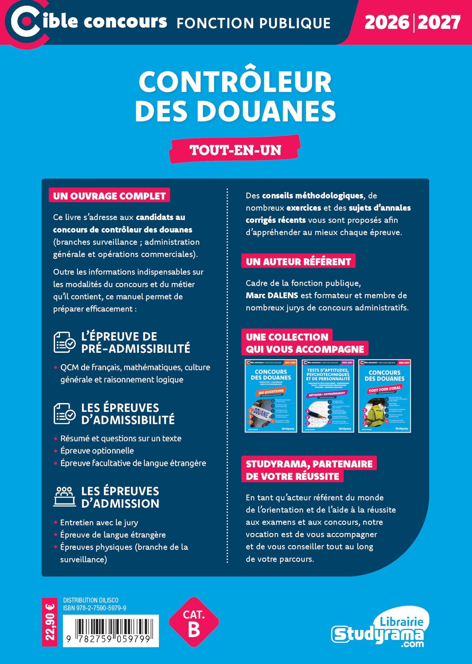Contrôleur des douanes – Tout-en-un (Catégorie B – Concours 2026-2027)
