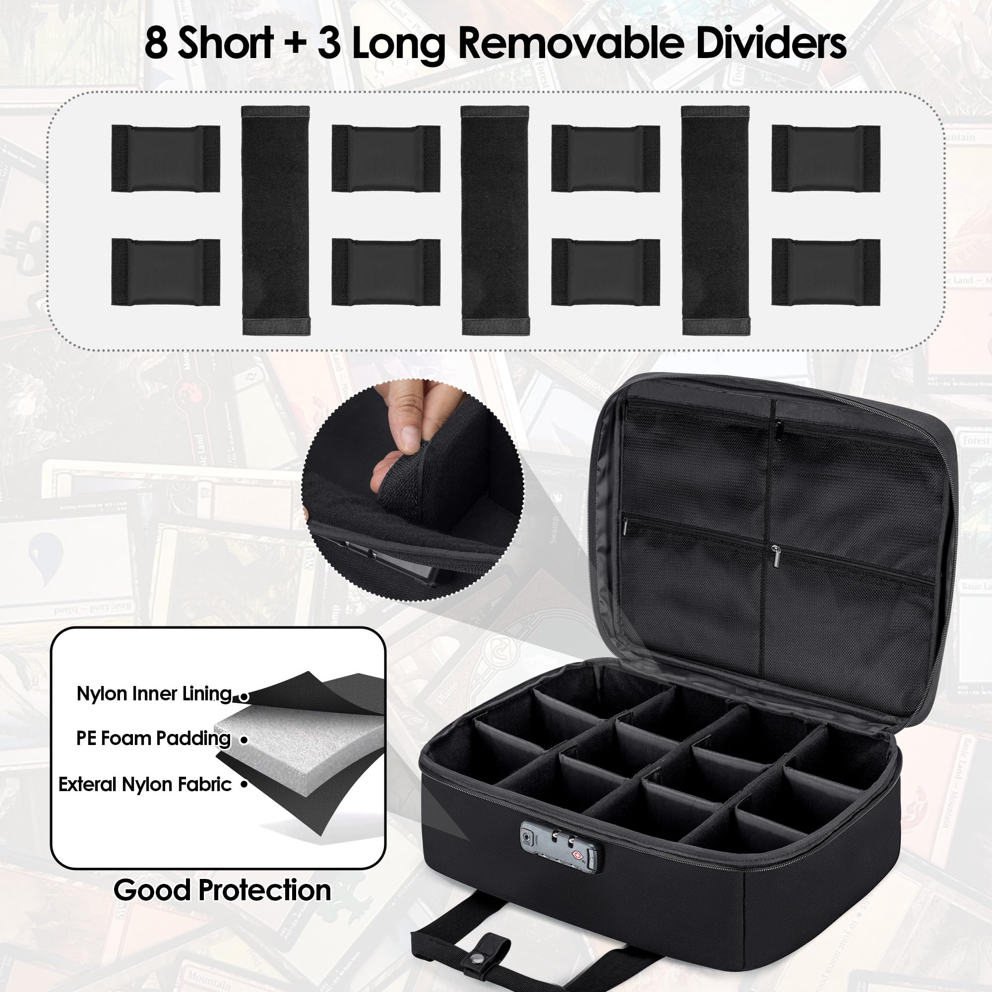 Rexmica Caja Cartas con Divisores Capacidad para Más de 600 Tarjetas (35pt) | Cajas de Cartas con Cerradura de Combinación, Compatible con Mtg Commander, Carta Coleccionables y Tarjetas Deportivas