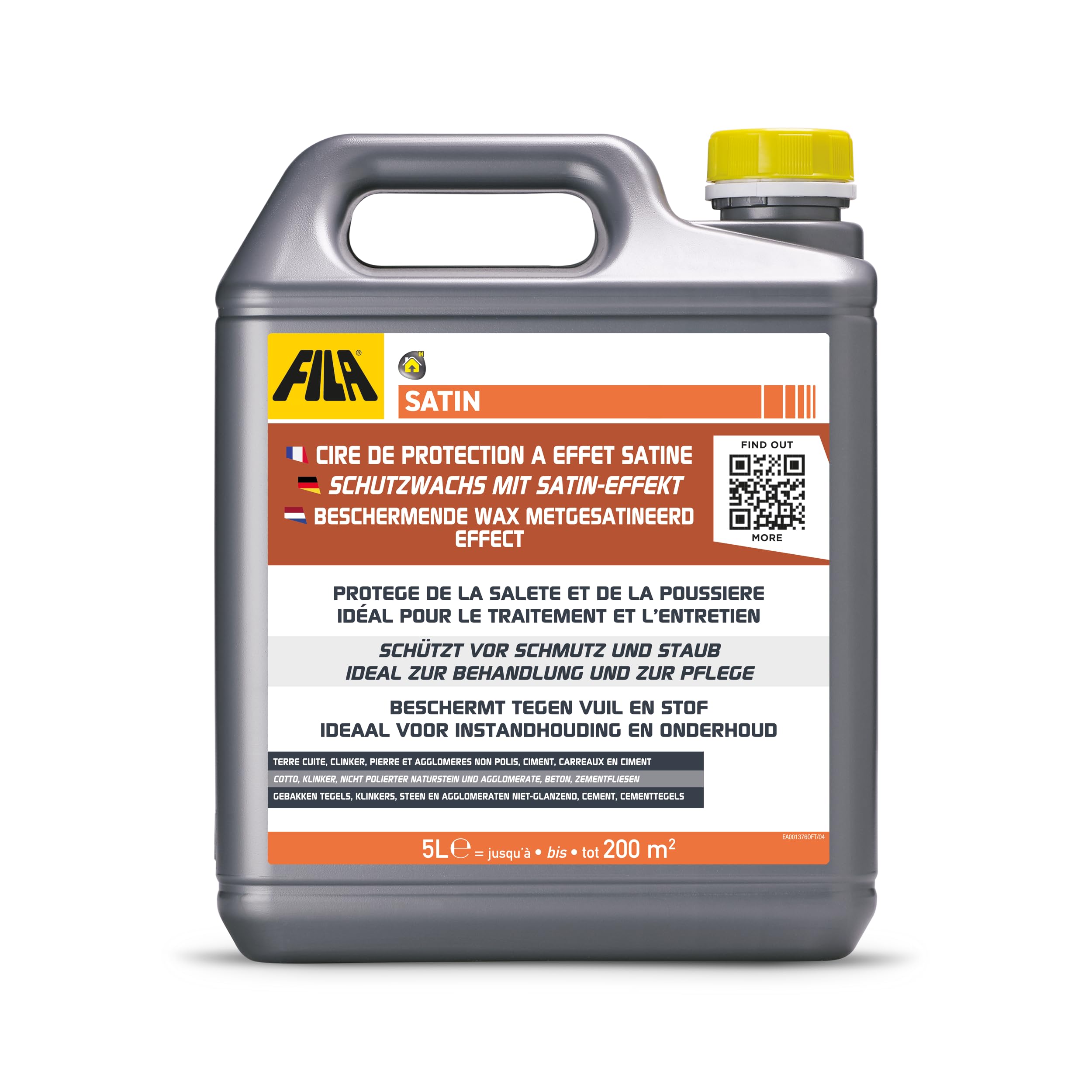 FILA Solutions - Cire de protection satinée à effet satiné pour cotto, brique, pierre naturelle, agglomérats non polis, ciment et carreaux de ciment - 5 litres