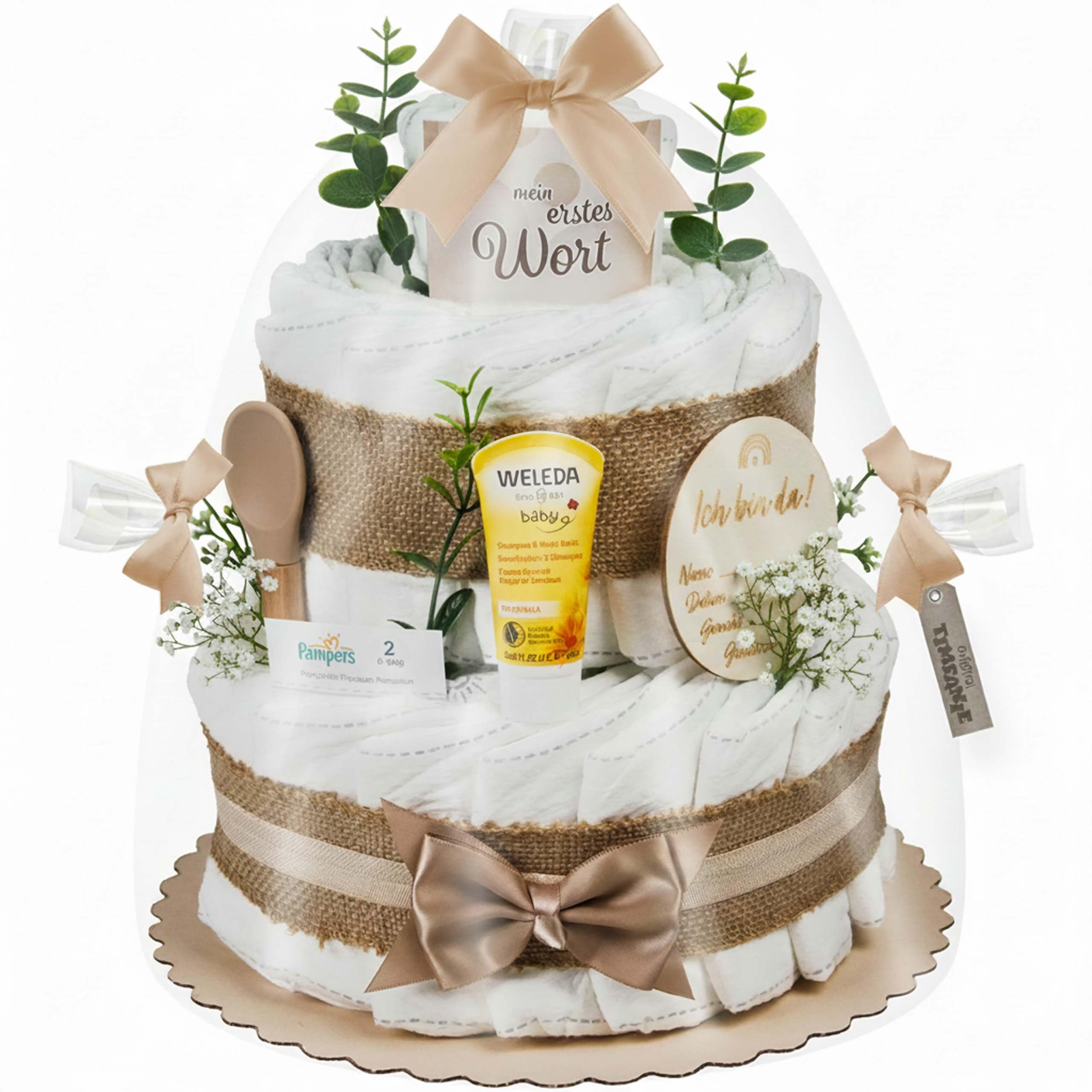 Timfanie® Windeltorte | Boho Baby-Cake | natur | 0-8 Monate