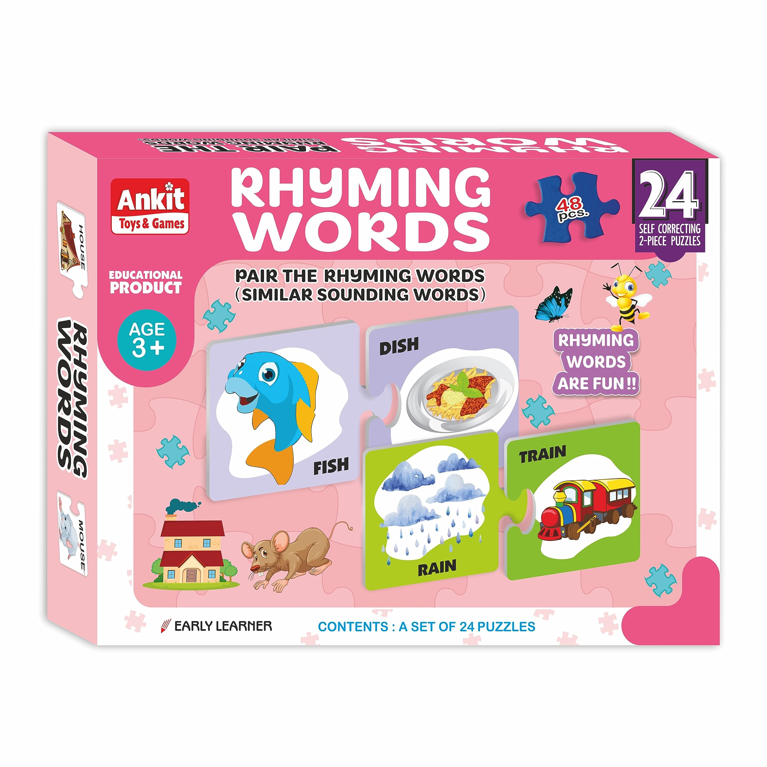 Ankit Toys & Games Rhyming Words Educational Puzzle for Kids – 24 Self-Correcting Puzzle Set for Early Learners – Fun Word Pairing Game for Age 3+ – Interactive Learning Tool for Pre-Schoolers-image-17