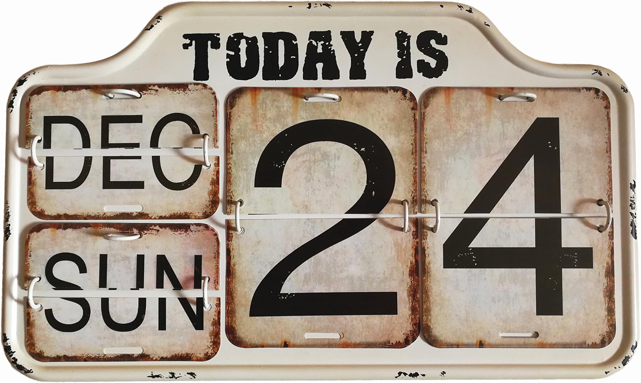 Calendar for Office Home Decor Metal Desk Wall Calendar Retro Perpetual Flip Calendar as Christmas Gifts (Beige) VAG023WH