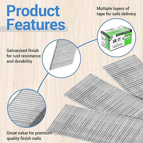 Vista 23 de meite Clavos de acabado en ángulo de calibre 16 de 2-1/2 pulgadas, clavos de acabado galvanizado de 20 grados para pistolas eléctricas o neumáticas