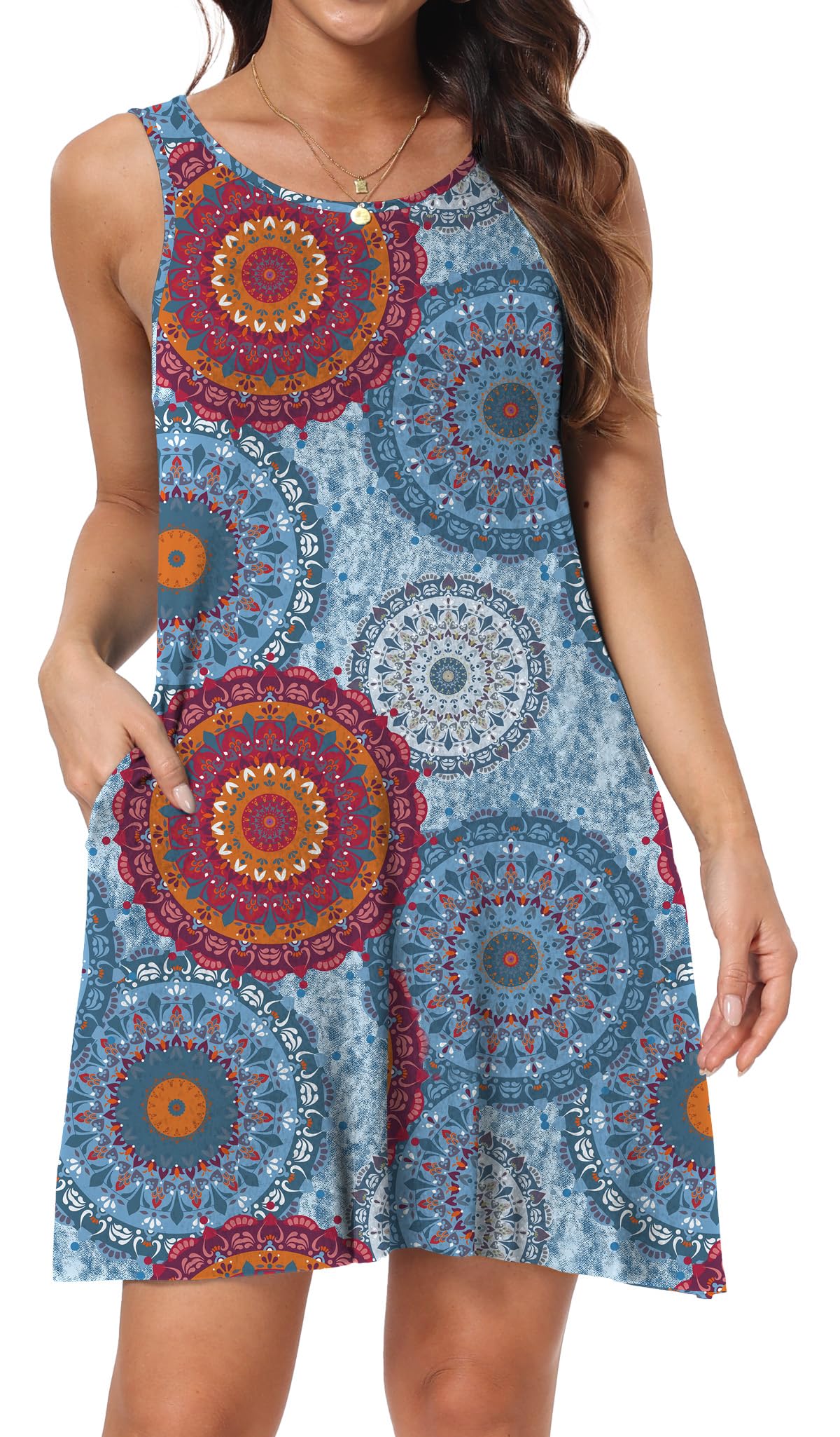 Short/Long Sleeve Women's Cold Shoulder Dress with Pockets Casual Swing T-Shirt Dresses