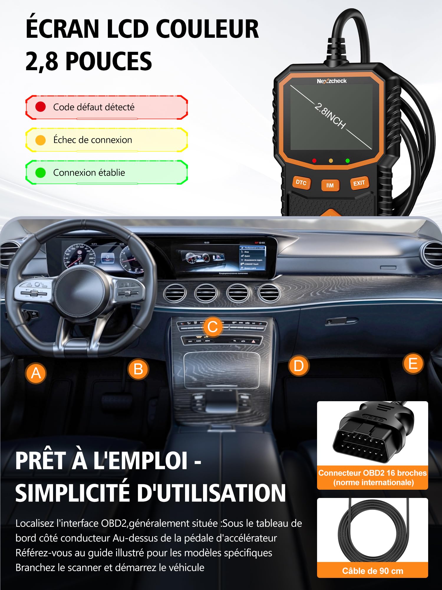 OBD2 Diagnostic Valise Voiture Auto: OBD Valise Diagnostique Auto Multimarque Français Fonctions Complètes OBD2 - Lecteur de Codes Erreur Moteur pour BMW Peugeot VW Audi Tous Véhicules Compatibles OBD