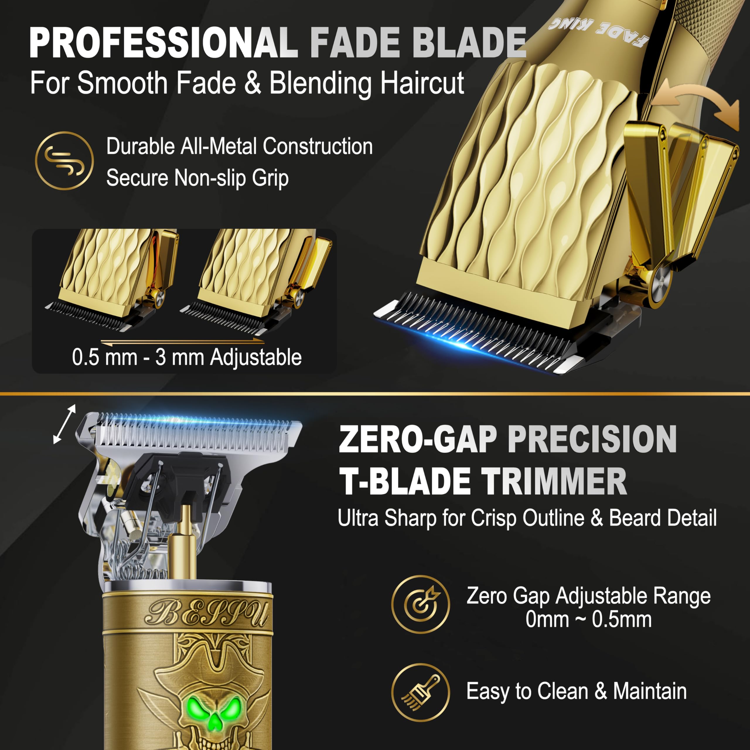 FADEKING® Professional Hair Clippers for Men - Cordless Hair