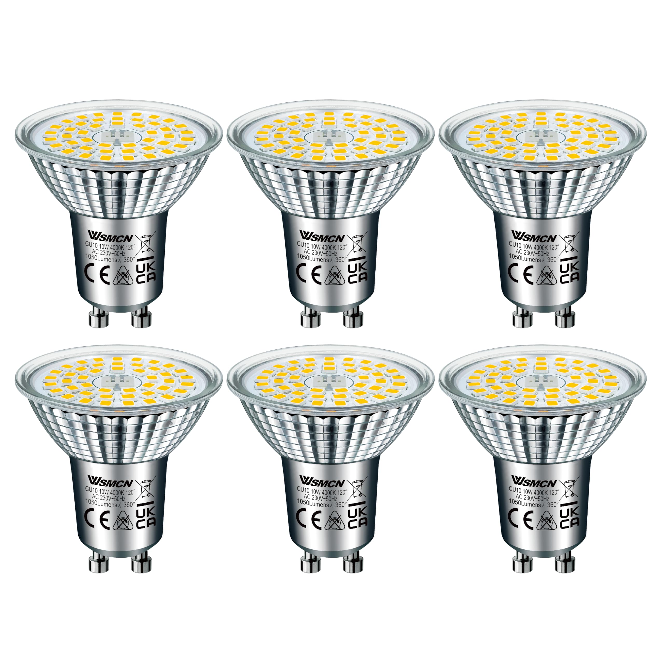WSMCN GU10 LED Lampen 10W, AC 230V Flimmerfrei Strahler, 120°Abstrahlwinkel Spot, Nicht Dimmbar Birnen