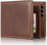 Swallowmall Genuine Leather Wallets for Mens RFID Blocking Slim Bifold Wallets Credit Card Holder with ID Window and 13 Card Slots for Him