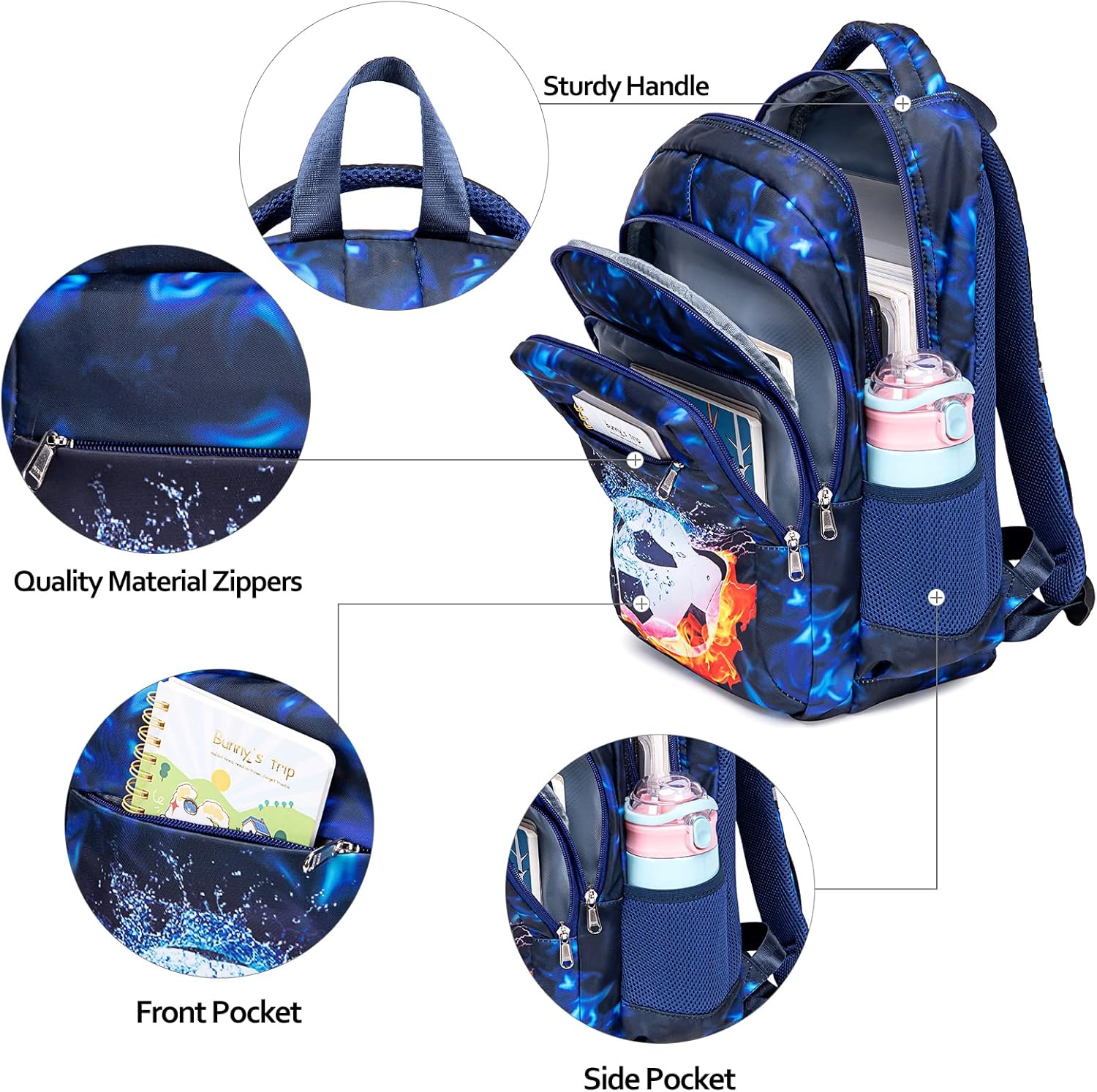 LEDAOU Backpack for Kids Boys Girls School Bags Teen Bookbags Set School Backpack with Lunch Box and Pencil Case - Image 4