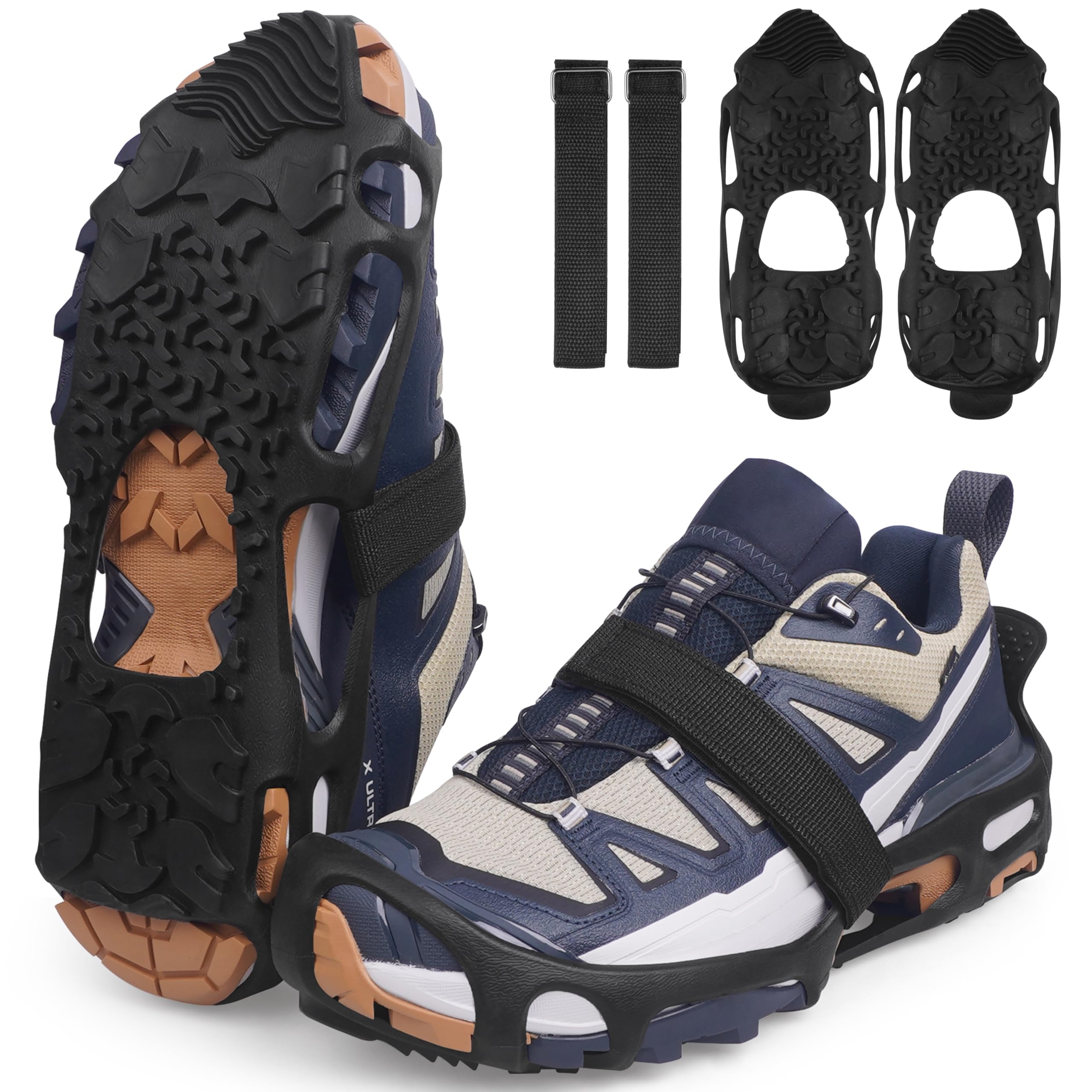 Crampons à glace antidérapants sans pointes pour chaussures et bottes d'intérieur/extérieur - Dispositifs de traction en caoutchouc