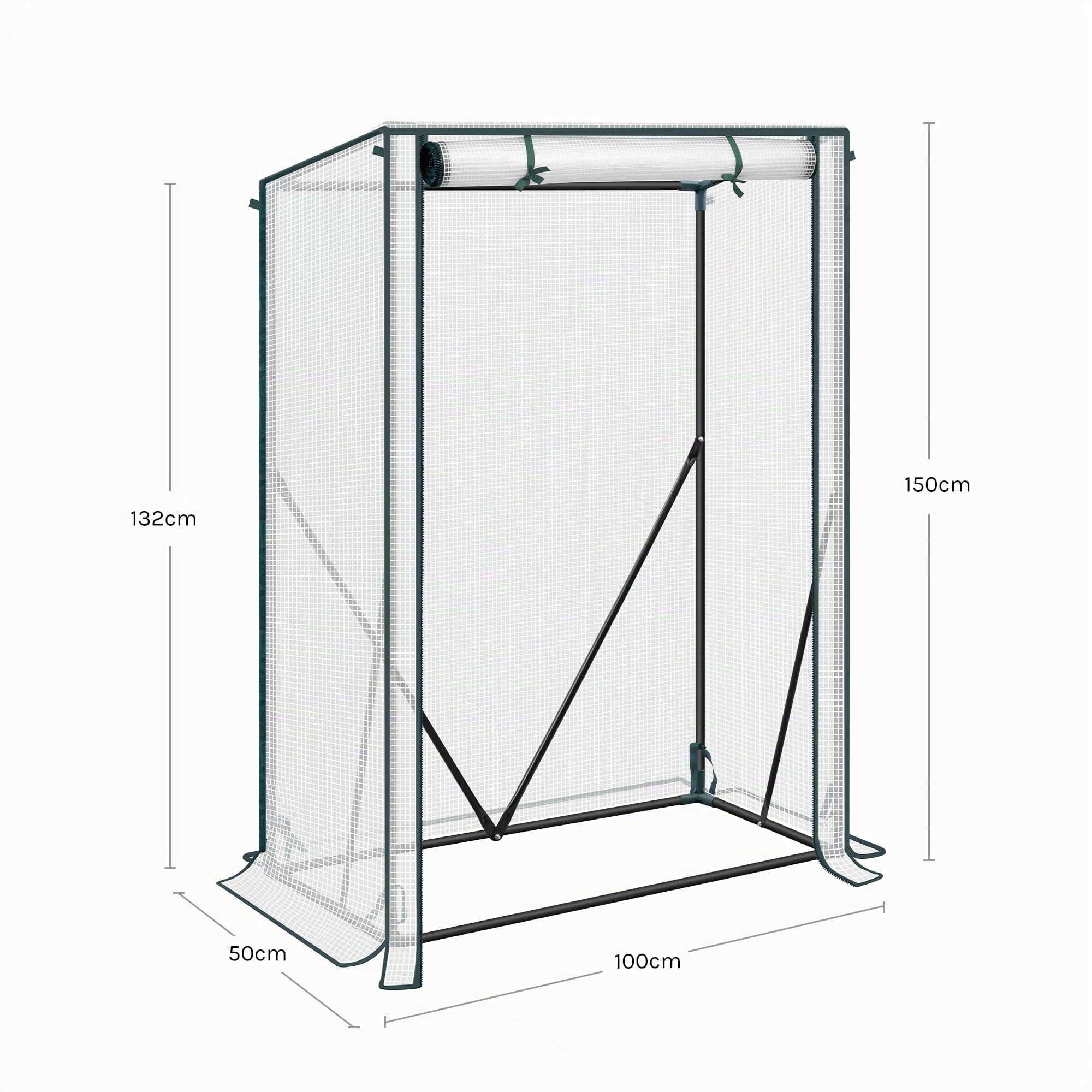 WOLTU Serre de Jardin Tipi, Porte à Rouleau, 100x50x150/136cm, Blanc