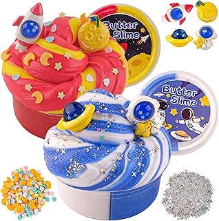 2 Pack Slimes, Galaxy Slime, Cloud Slime kit for Boys Ages 8-12, Toys for Girls and Boys, for Kids Slime Set Party kit Goodie Bag Stuffers, 4 5 6 7 8 9 10 Year Old Girl Boy Birthday Gift Cute Stuff