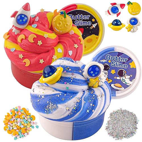 2 Pack Slimes, Galaxy Slime, Cloud Slime kit for Boys