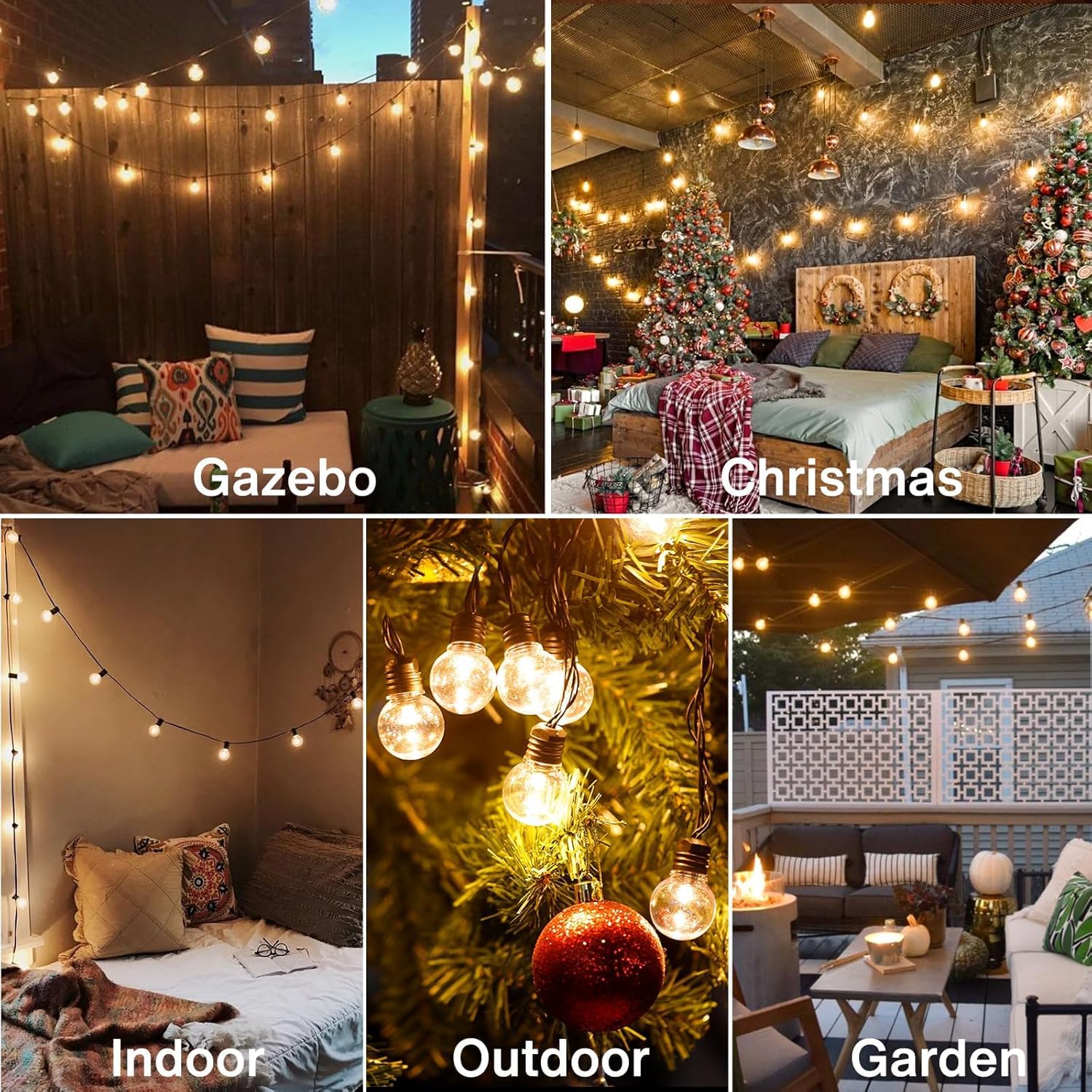 aurogeek Guirlande lumineuse d'extérieur à piles : 9 m LED 8 modes globe avec 20 ampoules G30 en plastique à suspendre avec télécommande étanche pour jardin, Noël, balcon, tonnelle, camping, intérieur
