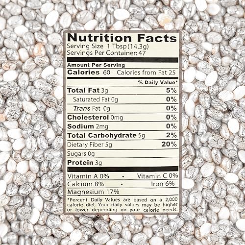 Miniatura 6 de Golden Crown Semillas de chía blanca especialmente seleccionadas  100% natural kosher sin gluten sin OMG, vegano, sin químicos, alta fibra y