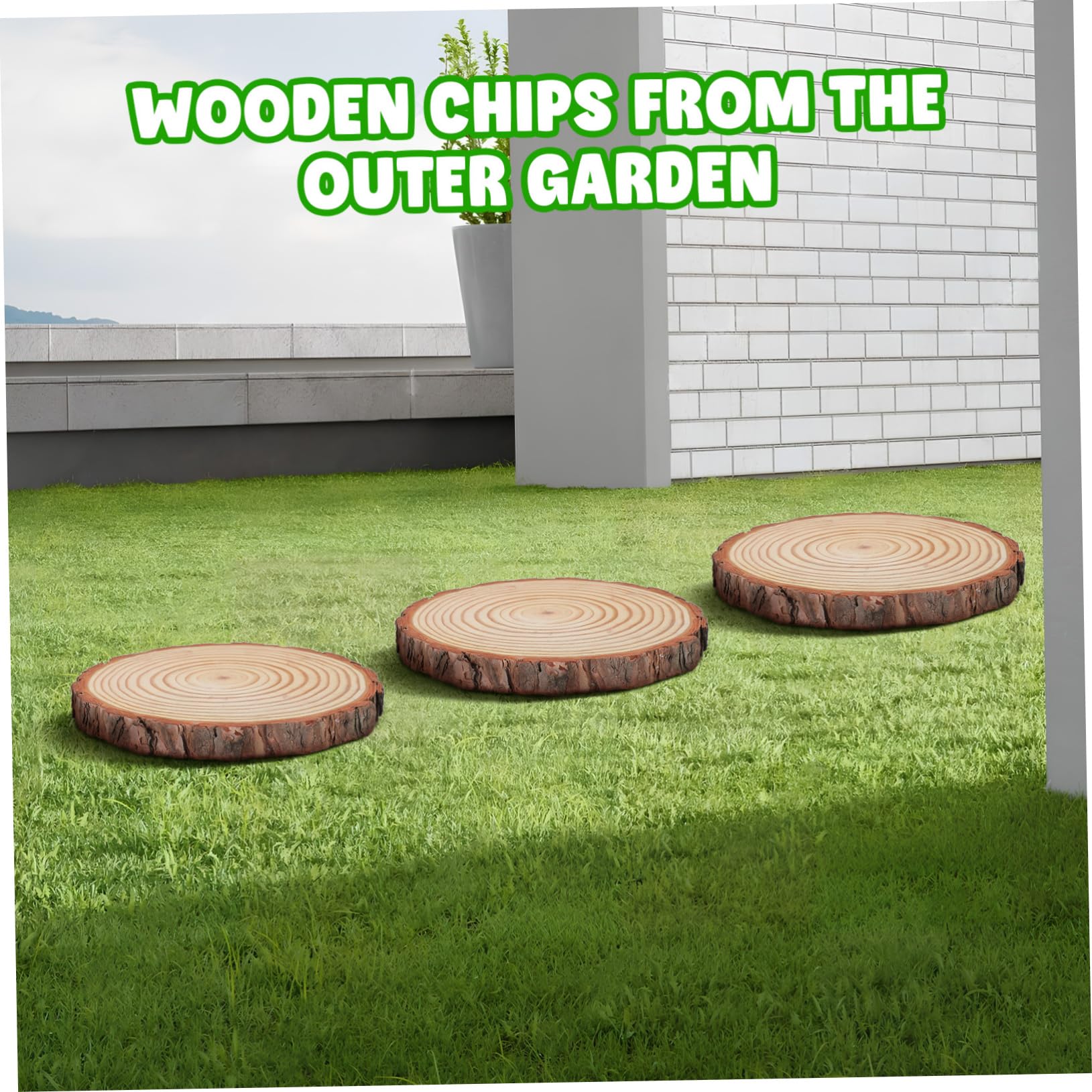 Pierres de Gué de Jardin en Bois, Lot de 3, Style Délicat