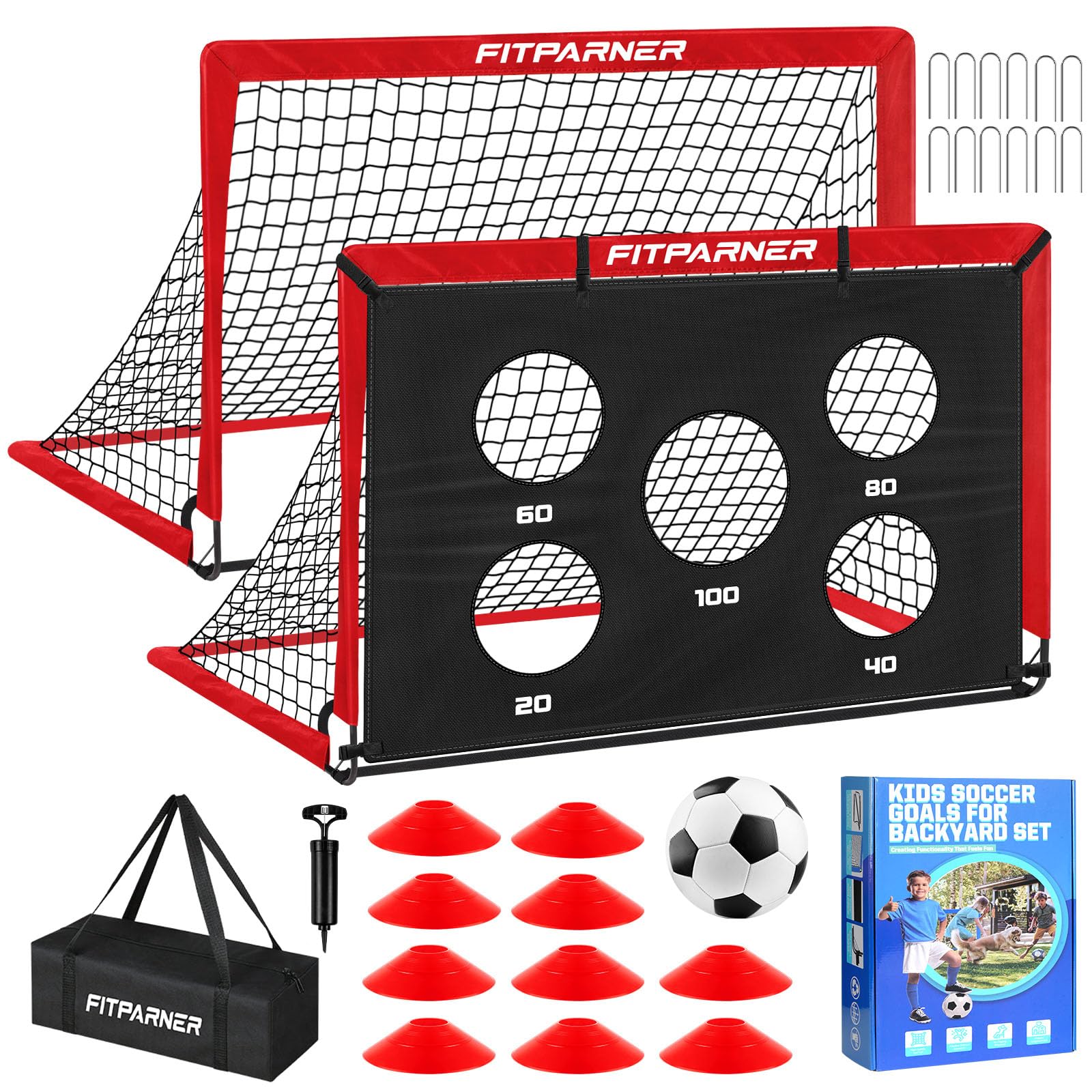 Soccer Goal,Backyard Soccer Goals for Kids 2 Pack,4x3/6x4 FT Portable Toddler Soccer Nets with Target,Ball &amp; Cones,Soccer Training Equipment for Kids Youth Outdoor Games,Sports,Play