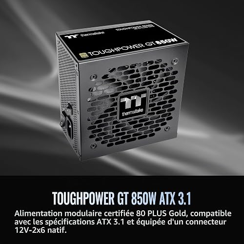Thermaltake Toughpower GT 850W ATX 3.1 Standard Power Supply; 80 Plus Gold Efficiency; Smart Zero Fan; Native 450W PCIe 5.1 Connector; PS-TPT-0850FNFAGU-3; 5 Year Warranty - 2