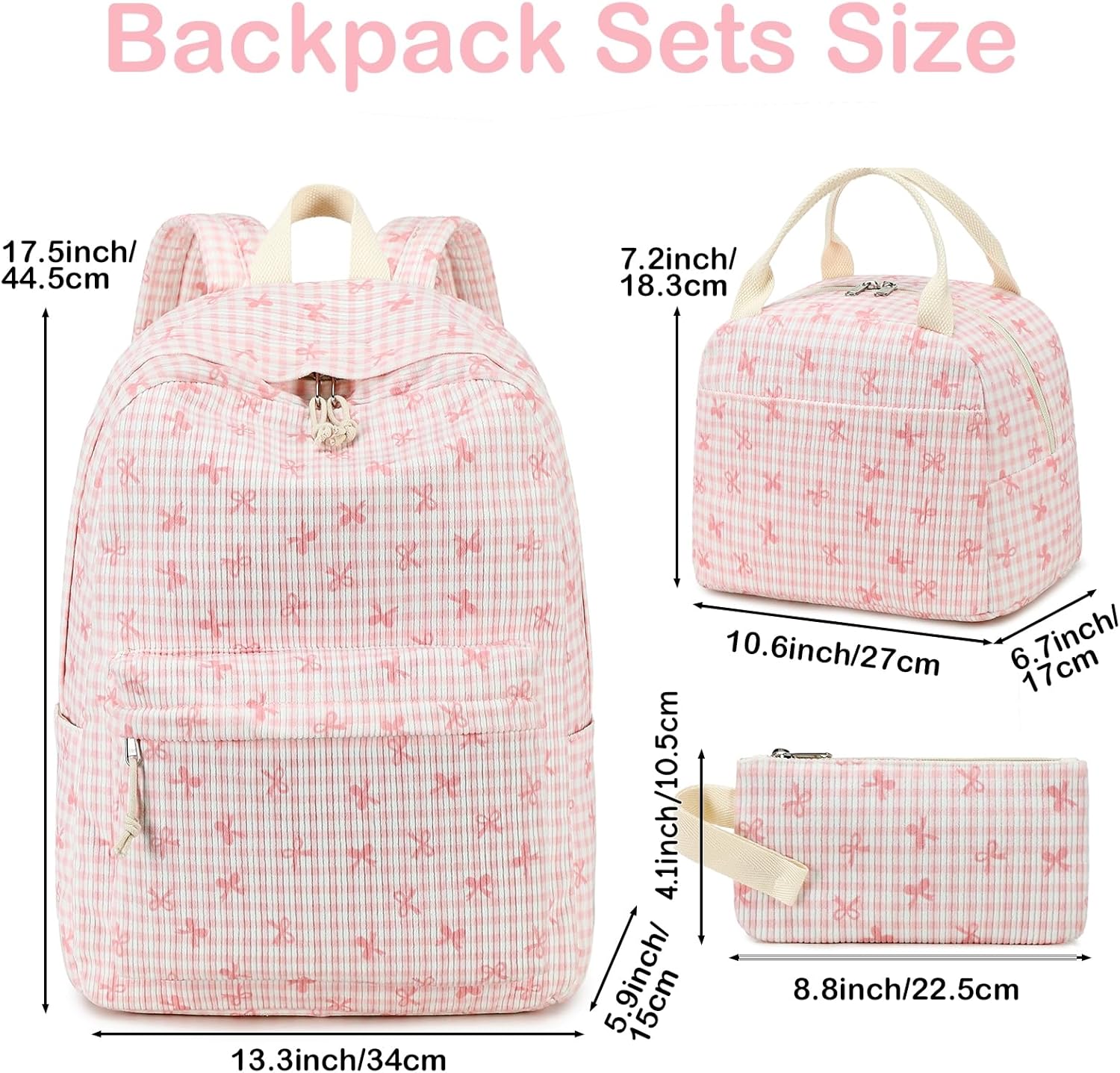 LEDAOU Kids Backpack for Girls Backpacks with Lunch Box, Lightweight Bookbag Set Elementary Middle School Back pack for 8-14