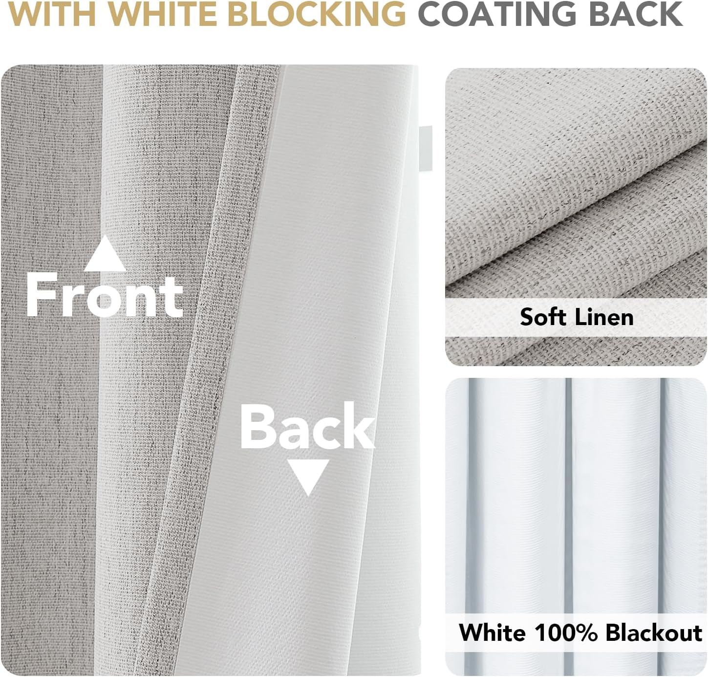 H.VERSAILTEX Pinch Pleated Full Blackout Curtains Linen Blended Chenille Blackout Curtains 84 inch Length 2 Panels Bedroom Thermal Insulated Farmhouse Neutral Track Drapes with Hooks, Heather Cloud