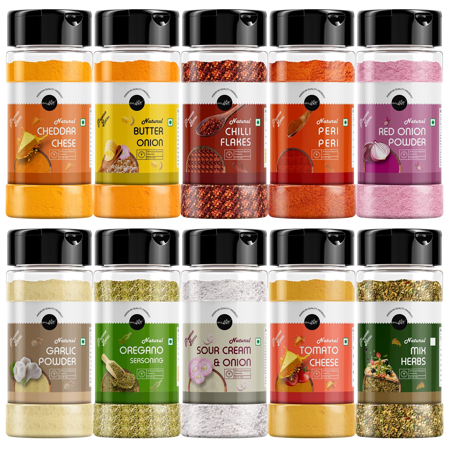 OYL - Herbs And Seasoning Combo Cheddar Cheese, Butteronion, Chilli Flakes, Peri Peri, Sour Cream & Onion,Tometo Cheese & Mix Herbs For Pizza,Pasta,Popcorn,French Fries & Many More - 925G (B0CKW9F1Z1) Amazon Price History, Amazon Price Tracker