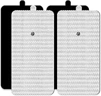 GROZAV 4x8" Extra Large TENS Unit Electrode Pads - 3.5mm Snap-On Reusable Self-Adhesive Pads for Back Pain Relief, 4 Pack