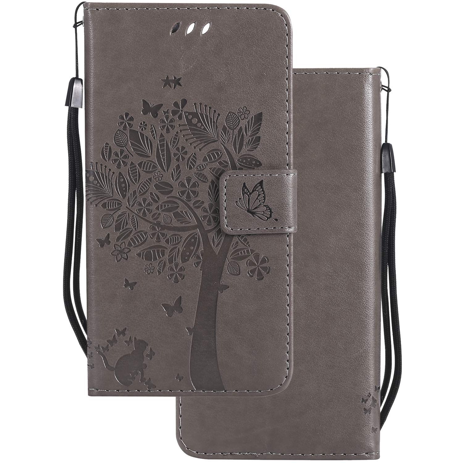 LEMORRY Cover Portafoglio In Pelle Per Oppo A52/A72/A92 – Grigio – Con Slot Carte E Supporto Magnetico - 2