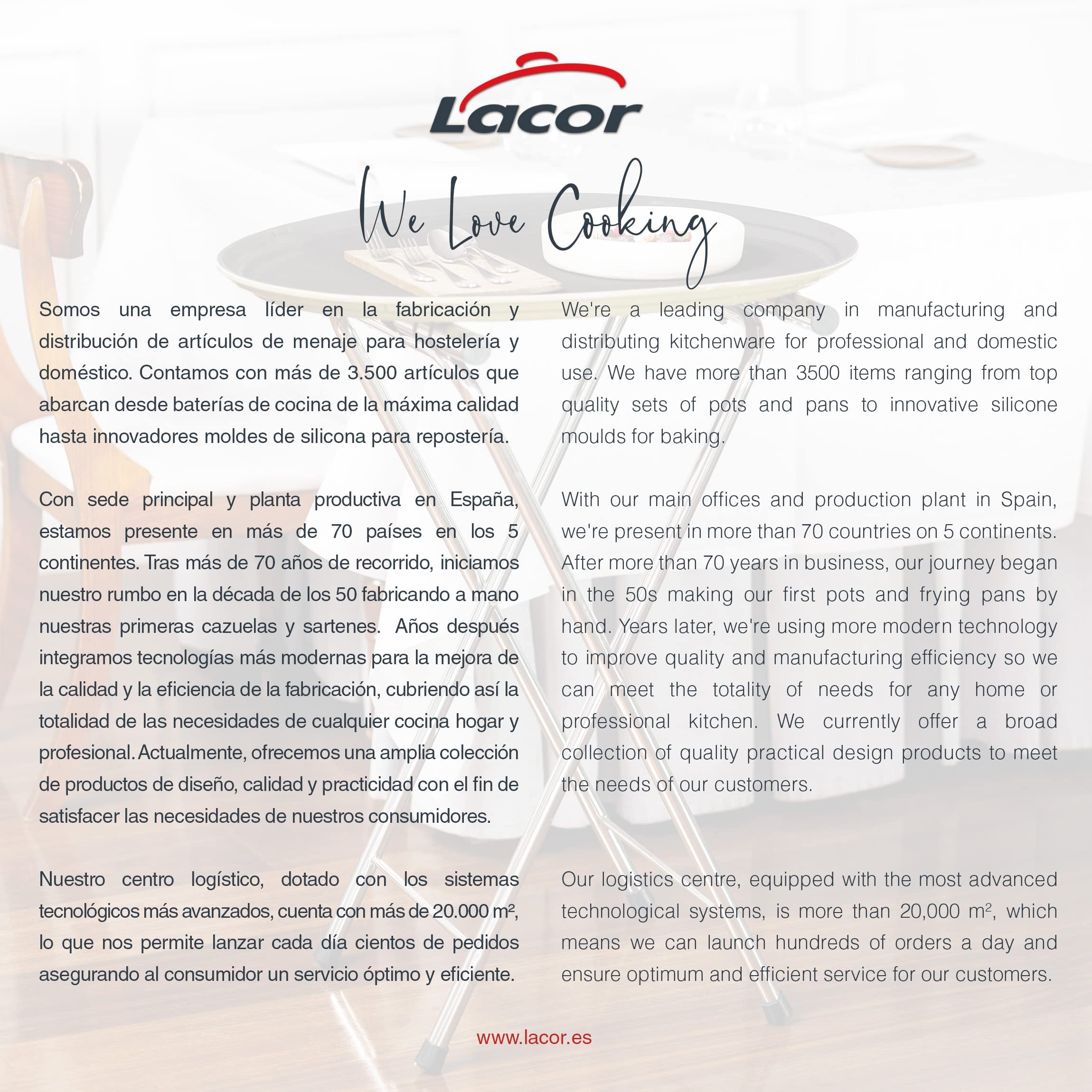 Lacor 61870 - Soporte Bandejas Hostelería, Cualquier Bandeja, 41.5x52x82 cm | En acero inoxidable, organiza y mantiene todo a mano; base antideslizante, ideal para cocina profesional y uso diario en casa
