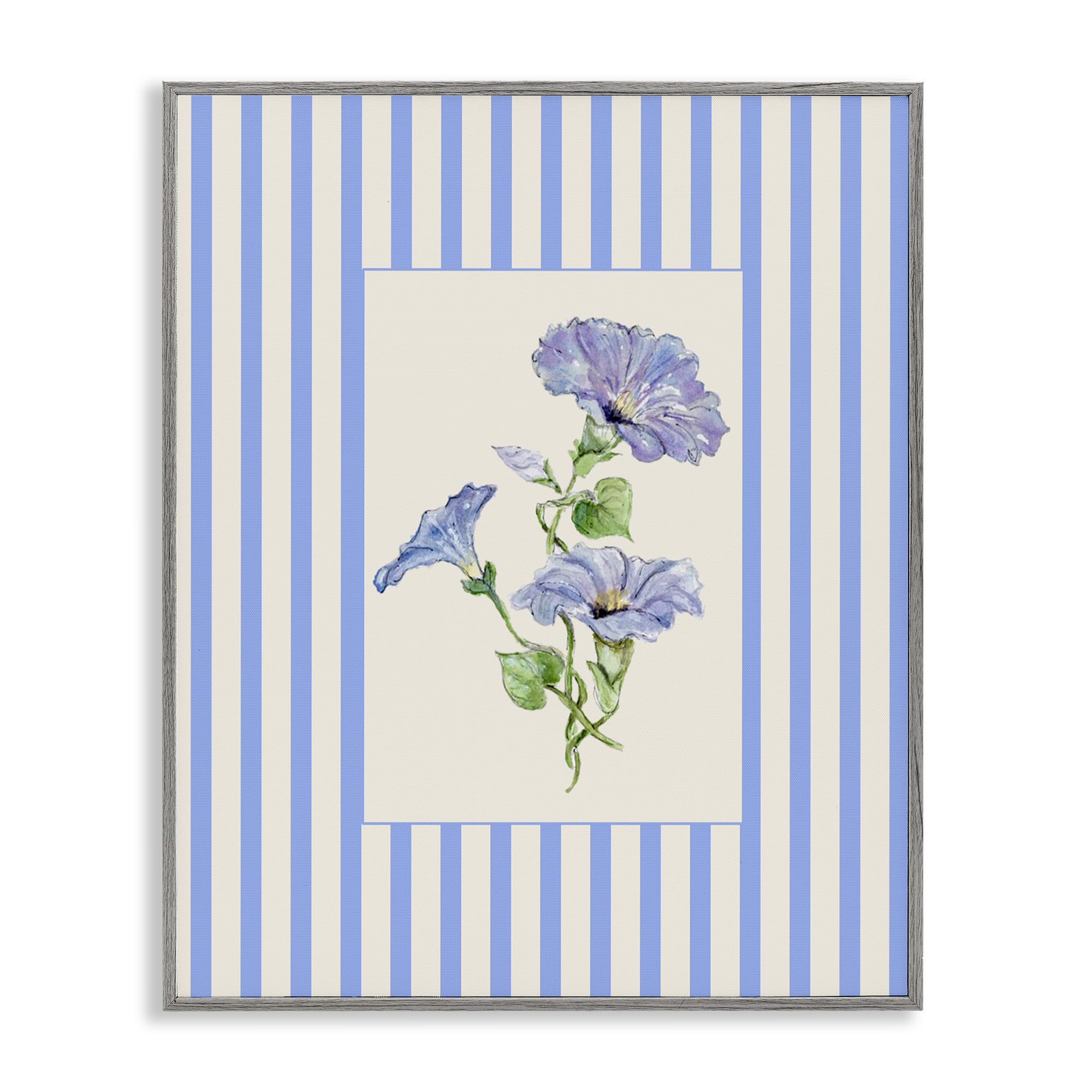 'Blue Stripe Morning Glory'| Framed Giclee Art