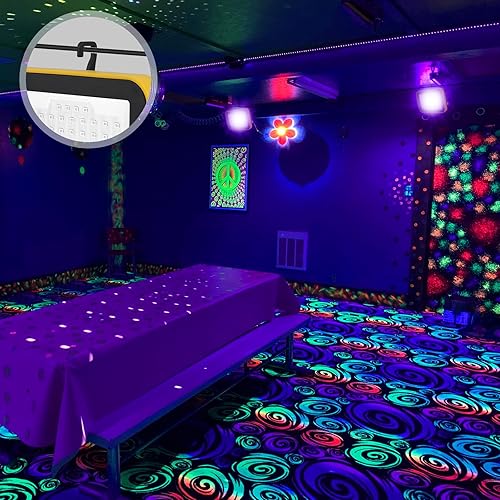 Miniatura 6 de T-SUN Luces LED negras recargables, luz negra alimentada por batería, paquete de 2 luces LED negras para luces fluorescentes de neón que brillan en