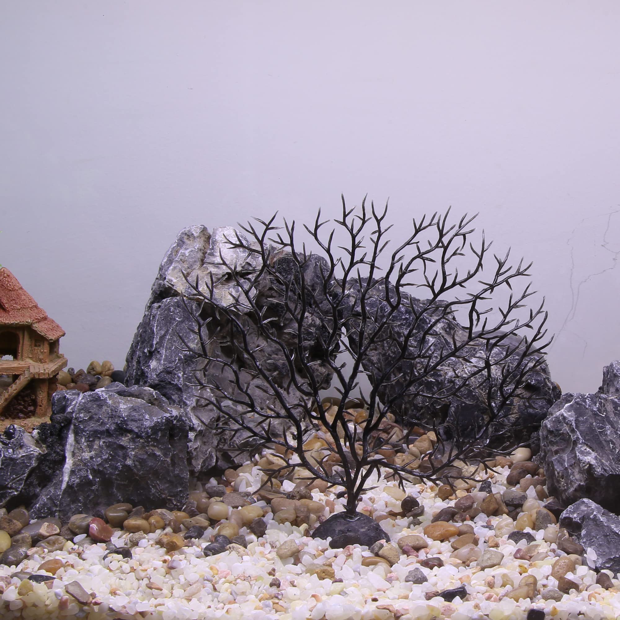 VOCOSTE Mini Faux Corallo Decor per Acquario Nero 15.5x15cm