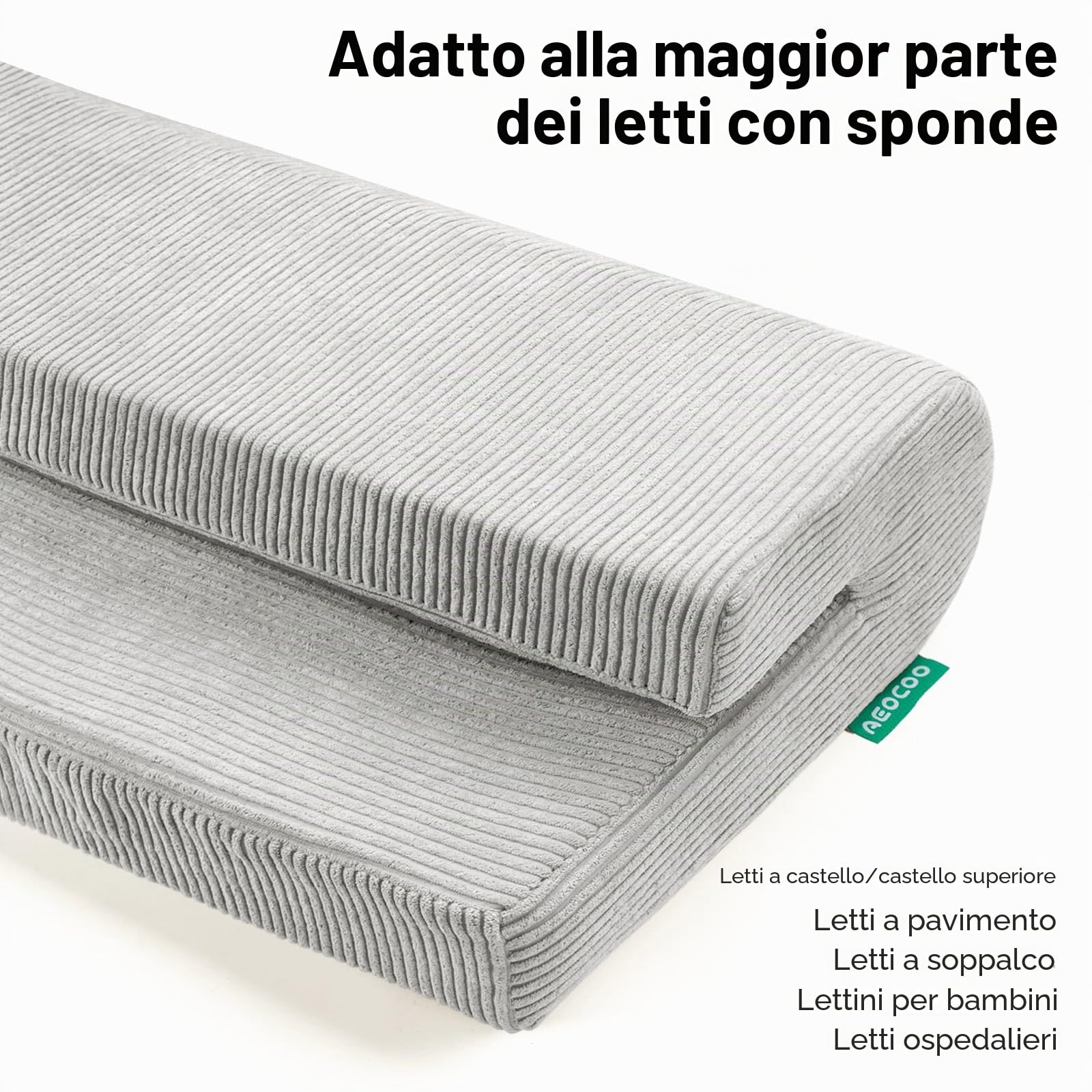 AEOCOO Protezione paracolpi per sponda letto, imbottitura per sponde del letto d'ospedale, protezione per letti a soppalco e letti a castello, in morbida memory foam, anti-urto, prevenzione delle