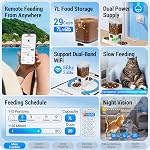 Automatique Cat Feeder avec deux 1080P Caméra pour 2 Chats: 5G WiFi Double alimentation automatique pour chien avec vision nocturne & Alimentation lente, distributeur d'aliments pour chat double auto pour animal de compagnie, amovible pour un nettoyage facile(ACF180W-C)