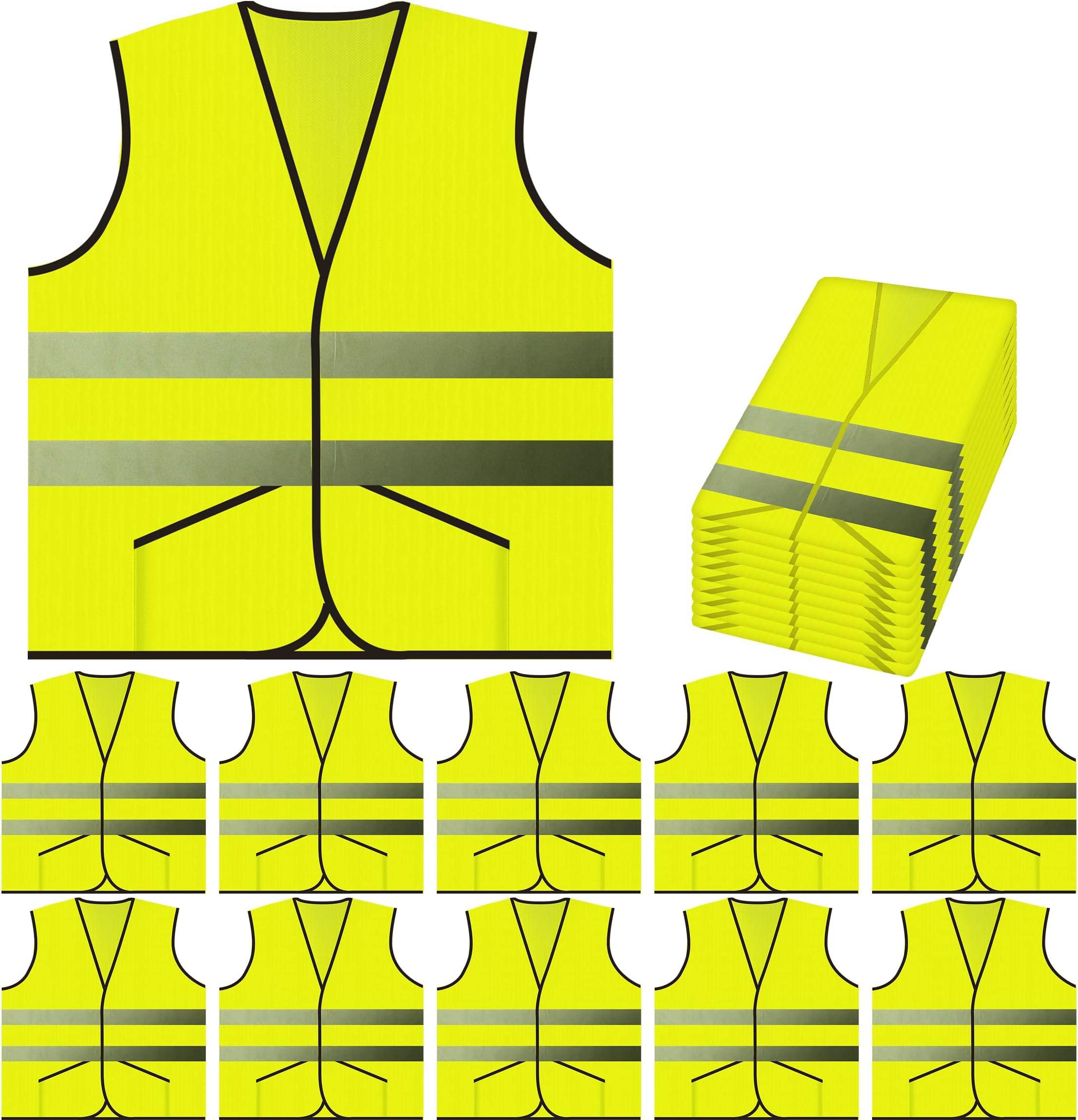 PeerBasics Pocket Safety Vest Bulk Pack Reflective High Visibility Men Women