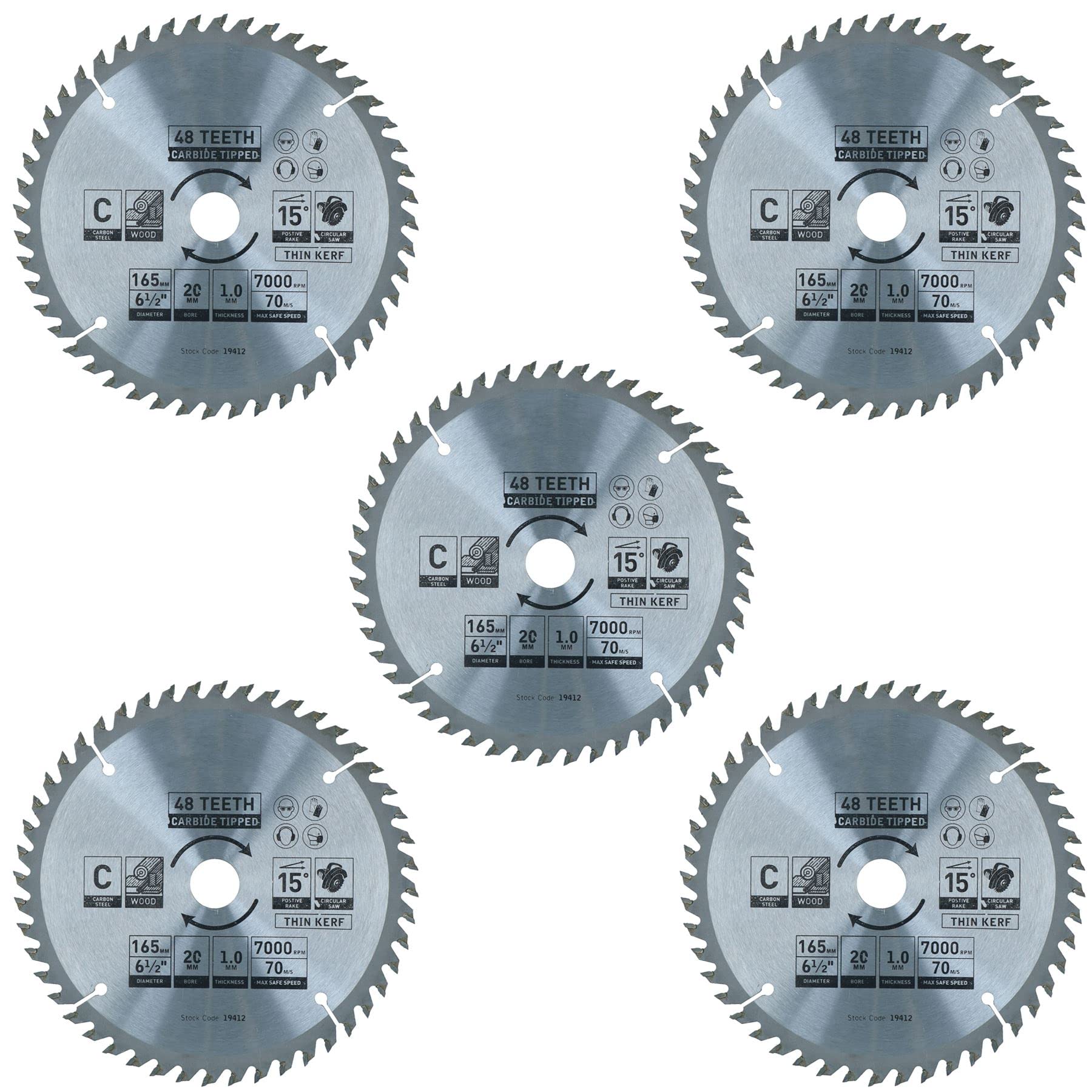 Brzeszczot do piły tarczowej 165 mm x 16 / 20 mm 48 zębów TCT tarcza tnąca drewno 5 szt