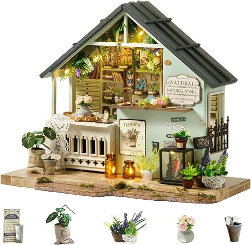 Miniatura 10 de Flever Kit de casa de muñecas en miniatura, habitación creativa con muebles para regalo romántico de obras de arte (hora del té de la tarde)