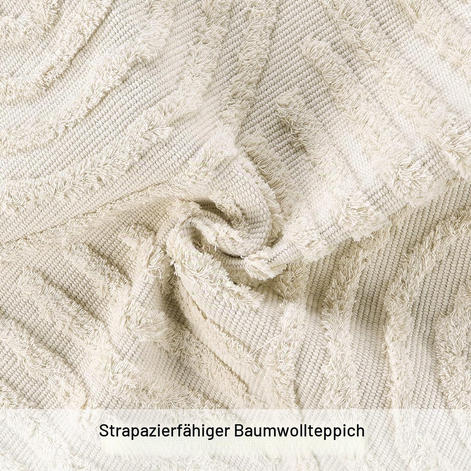 Boho-Badezimmerteppiche, böhmischer Küchenläufer, Bauernhaus-Eingangsteppich aus Baumwolle für Schlafzimmer/Waschküche, gewebter Teppich. (Beige Rainbow, 60 x 180 cm)